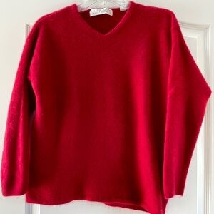 Valerie Stevens 100% Cashmere V-Neck Red Sweater, Womens Size Large